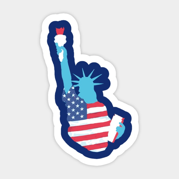 Statue of Liberty with USA Flag Sticker by DonWillisJrArt